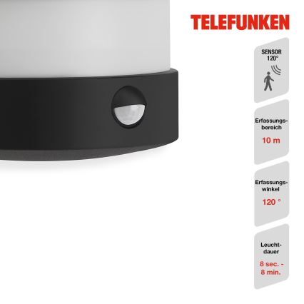 Telefunken 315505TF - Aplique LED de exterior con sensor LED/12W/230V IP44