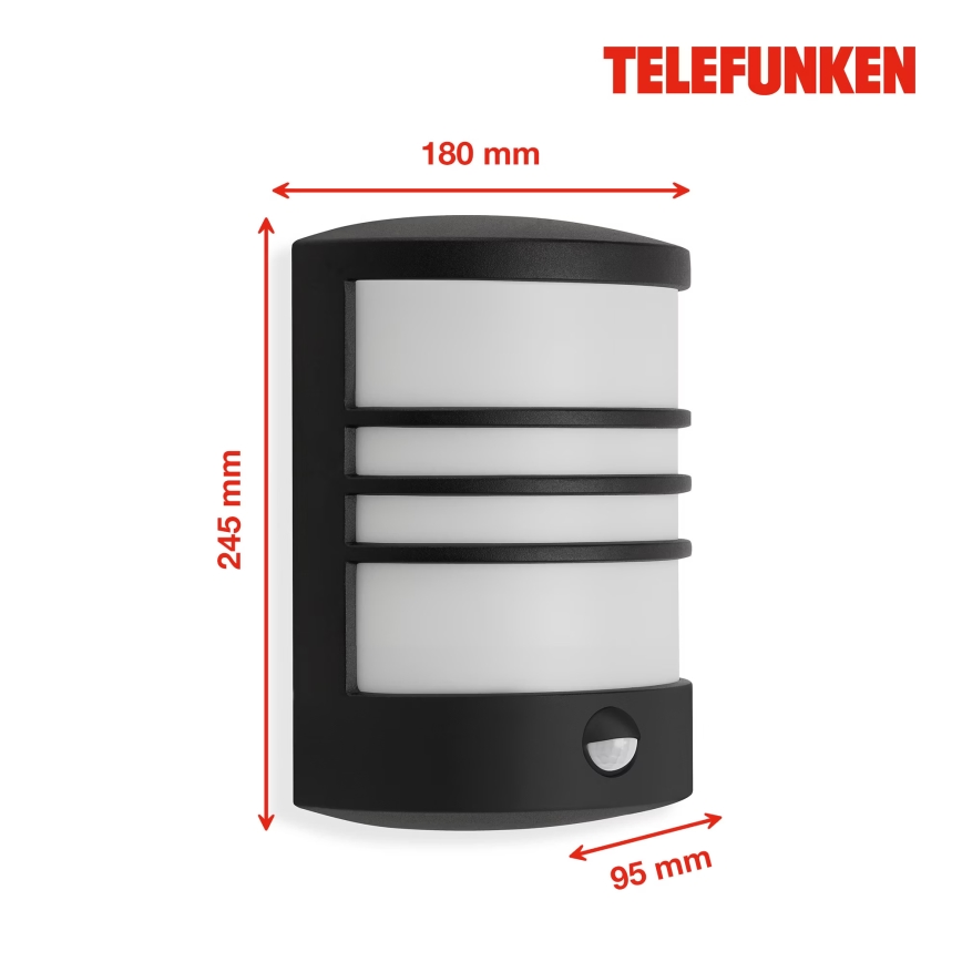 Telefunken 315505TF - Aplique LED de exterior con sensor LED/12W/230V IP44