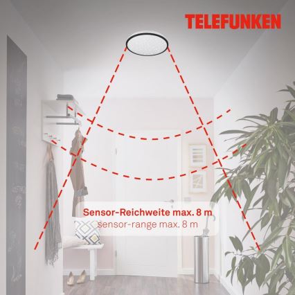 Telefunken 318305TF - Plafón LED de baño con sensor LED/16W/230V IP44 diá. 28 cm