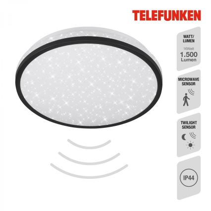 Telefunken 318305TF - Plafón LED de baño con sensor LED/16W/230V IP44 diá. 28 cm