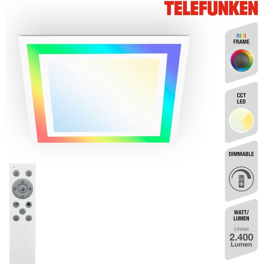 Telefunken 318806TF - Plafón LED RGBW regulable LED/24W/230V 3000-6500K + control remoto