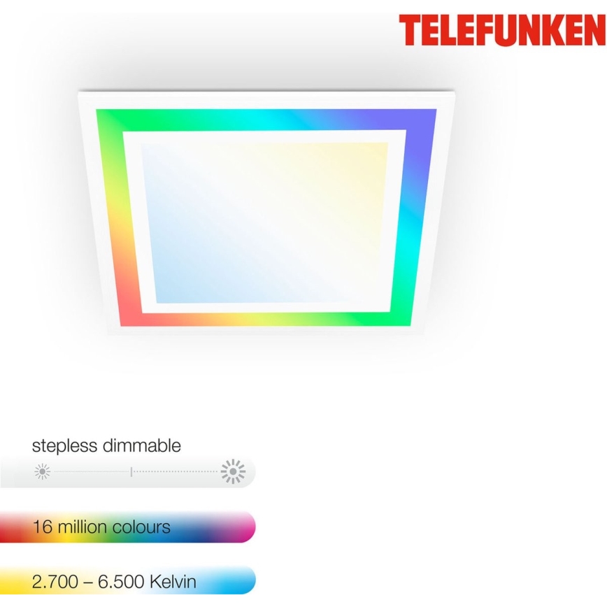 Telefunken 318806TF - Plafón LED RGBW regulable LED/24W/230V 3000-6500K + control remoto