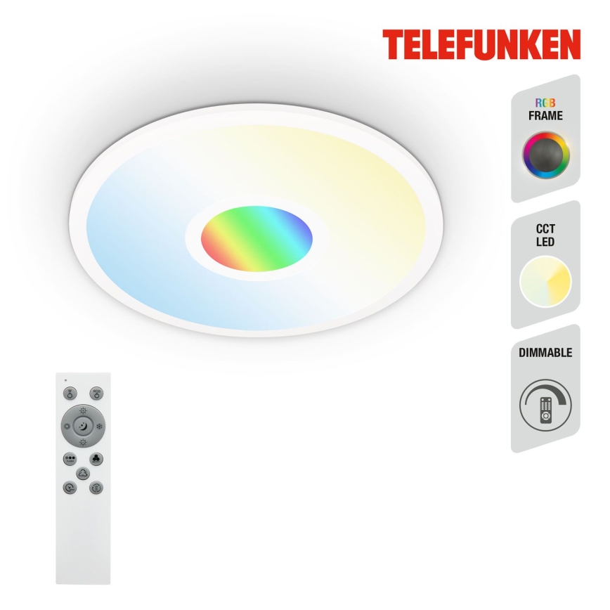 Telefunken 319306TF - LED RGBW Lámpara regulable LED/22W/230V 2700-6500K + control remoto