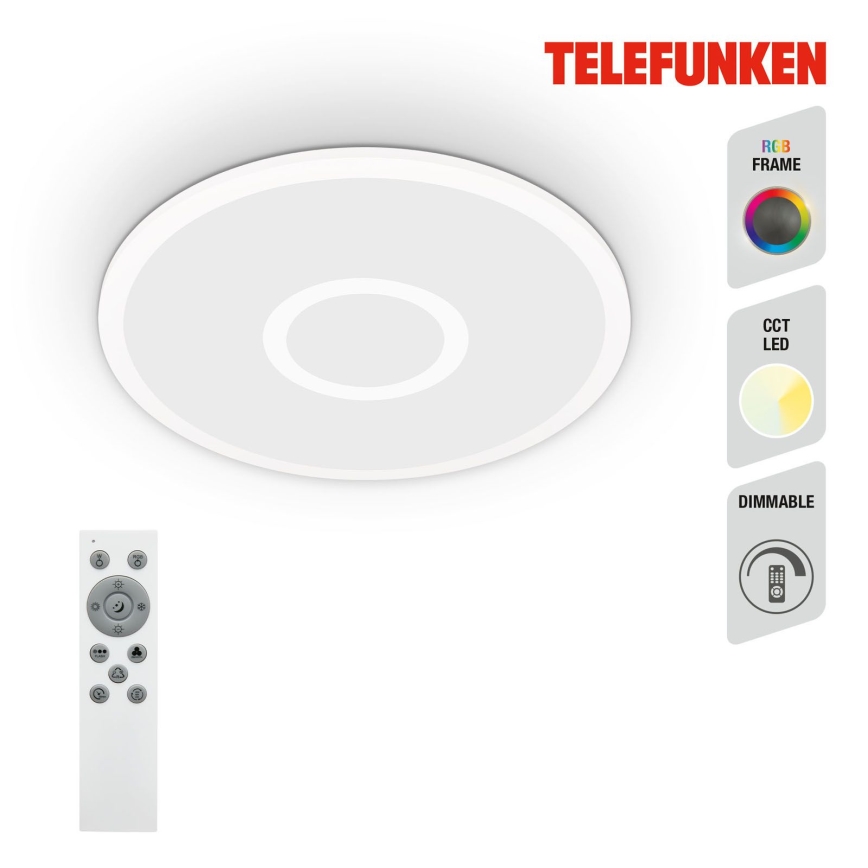 Telefunken 319306TF - LED RGBW Lámpara regulable LED/22W/230V 2700-6500K + control remoto