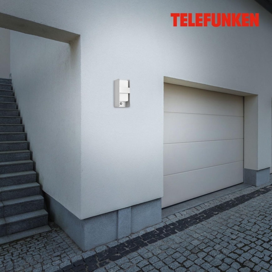 Telefunken 321104TF - Aplique para exterior con sensor 1xE27/12W/230V IP44 blanco