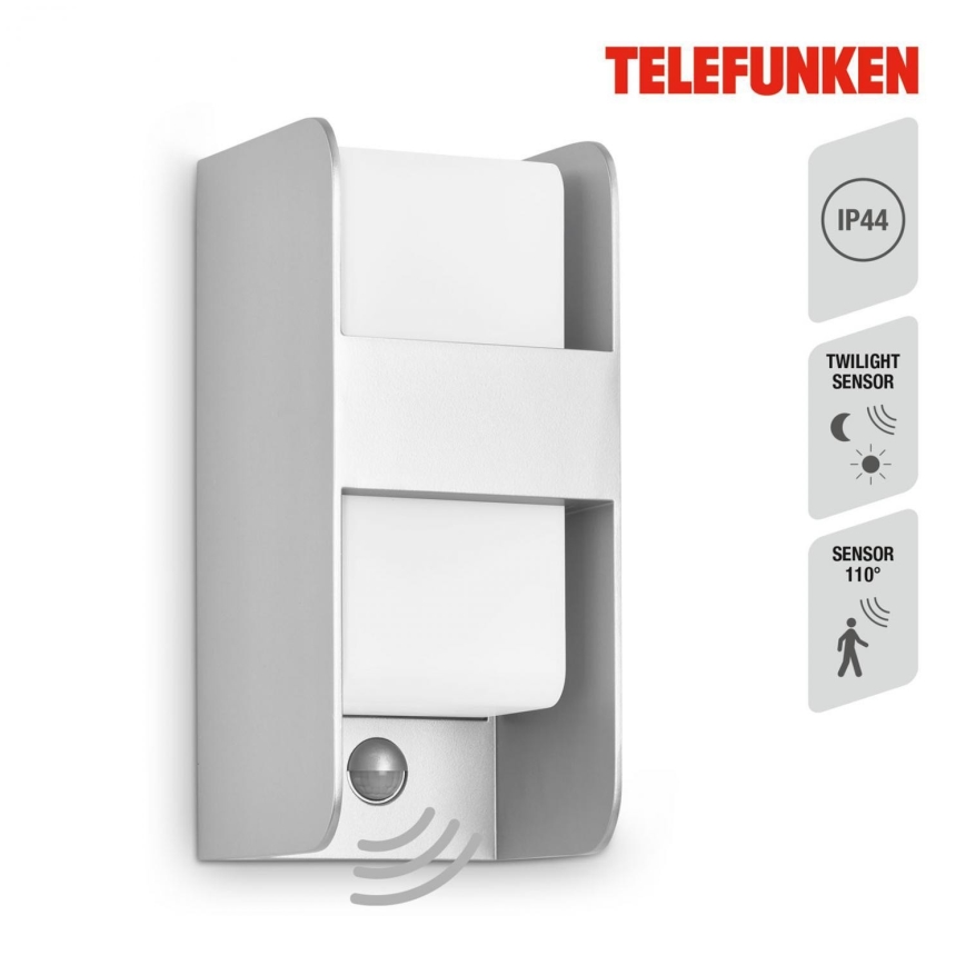 Telefunken 321104TF - Aplique para exterior con sensor 1xE27/12W/230V IP44 blanco