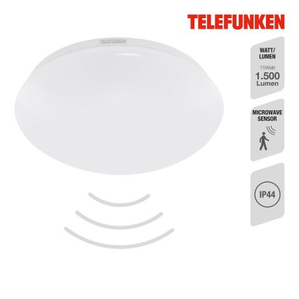 Telefunken 601206TF - Plafón LED de baño con sensor LED/15W/230V IP44 diá. 28 cm