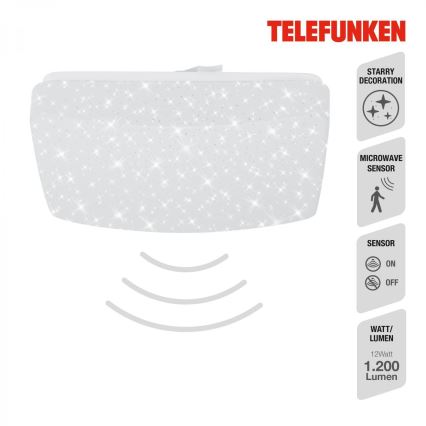 Telefunken 601906TF - Plafón LED con sensor LED/12W/230V 4000K