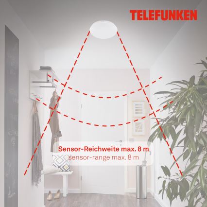 Telefunken 602006TF - Plafón LED de baño con sensor LED/15W/230V IP44 4000K