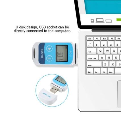 Termómetro con registro USB/1xCR2032 IP67