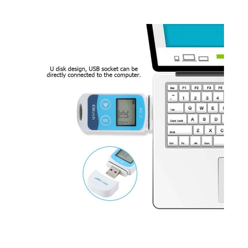 Termómetro con registro USB/1xCR2032 IP67