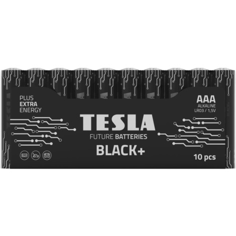 Tesla Batteries - 10 pz Batería alcalina AAA BLACK+ 1,5V