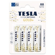 Tesla Batteries - 4 pz Batería alcalina AA GOLD+ 1,5V