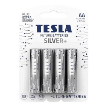 Tesla Batteries - 4 pz Batería alcalina AA SILVER+ 1,5V 2900 mAh
