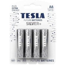 Tesla Batteries - 4 pz Batería alcalina AA SILVER+ 1,5V