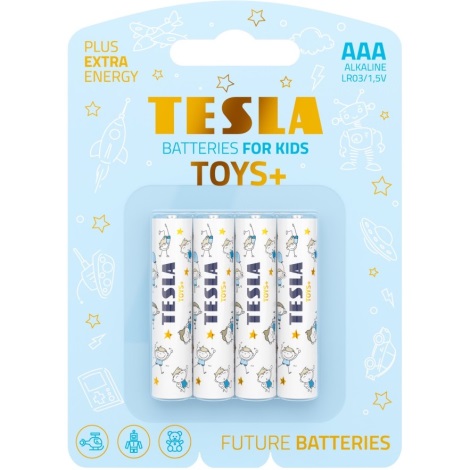 Tesla Batteries - 4 pz Batería alcalina AAA TOYS+ 1,5V