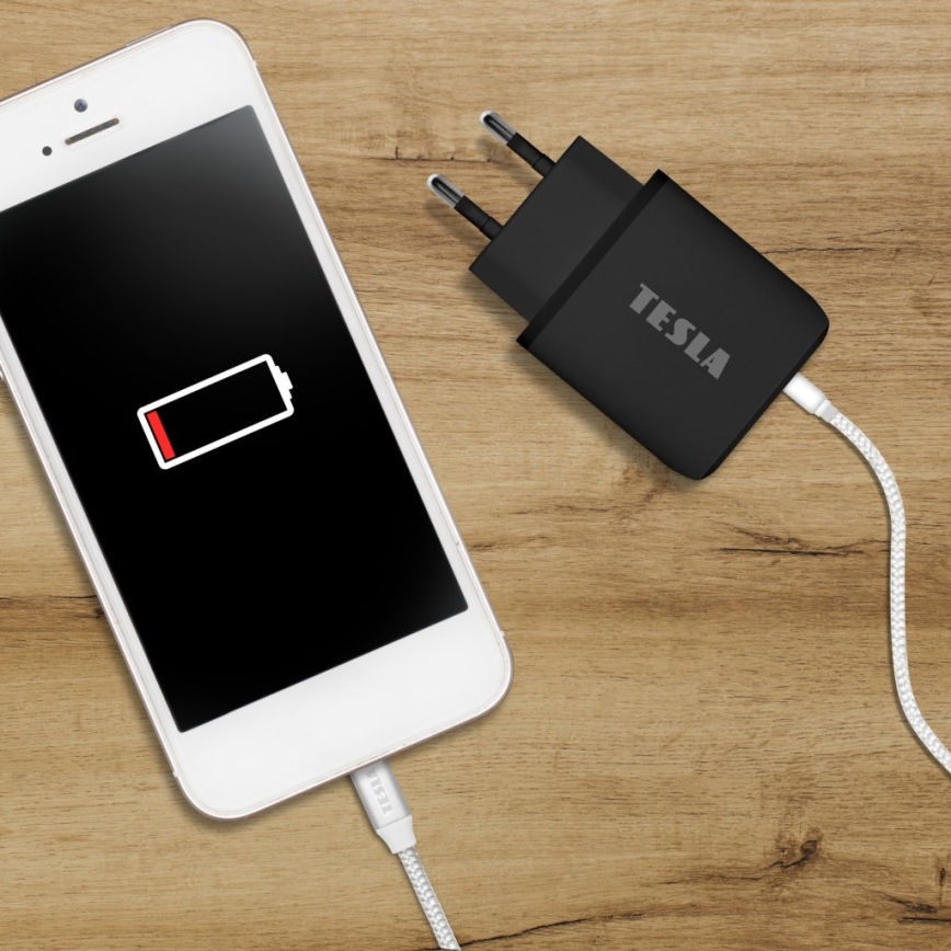 TESLA Electronics - Adaptador para cargador rápido Power Delivery 25W negro