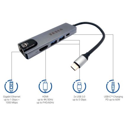 TESLA Electronics - Multifuncional USB hub 5en1