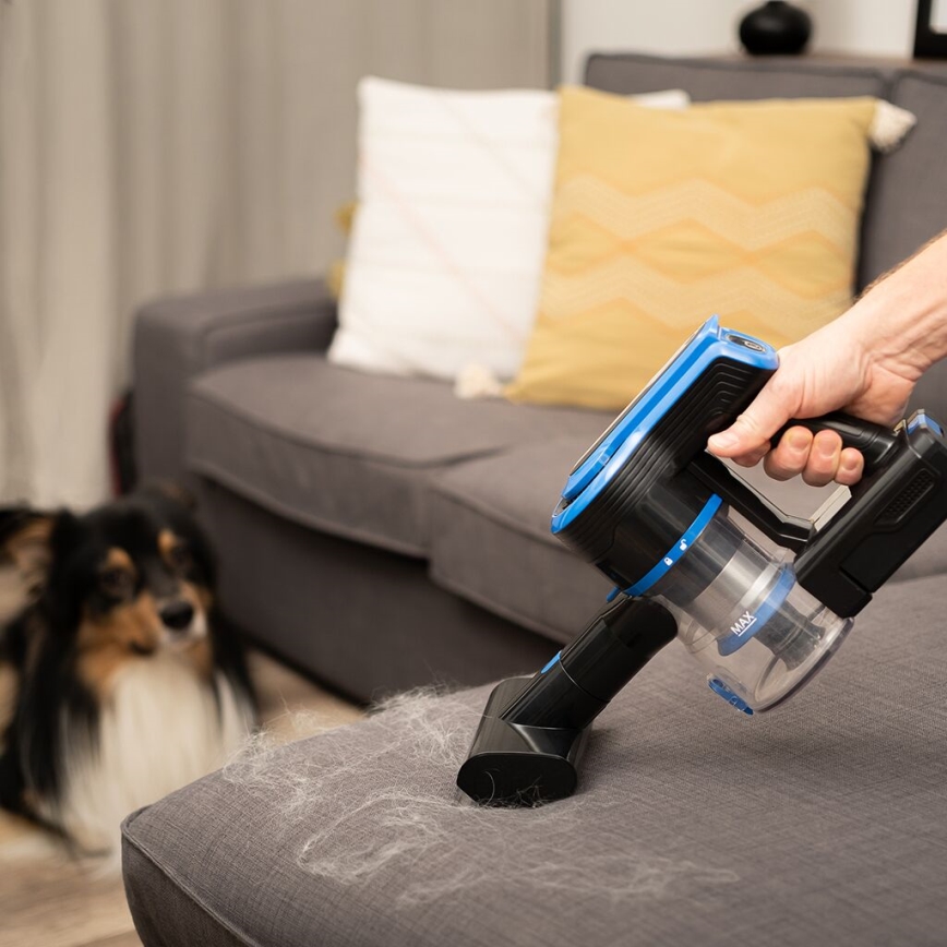 TESLA Electronics PureStar - Aspiradora escoba inalámbrica flexible 3en1 300W/2200 mAh negro/azul