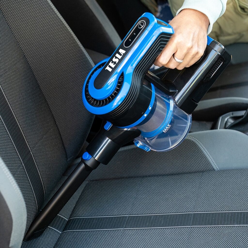 TESLA Electronics PureStar - Aspiradora escoba inalámbrica flexible 3en1 300W/2200 mAh negro/azul