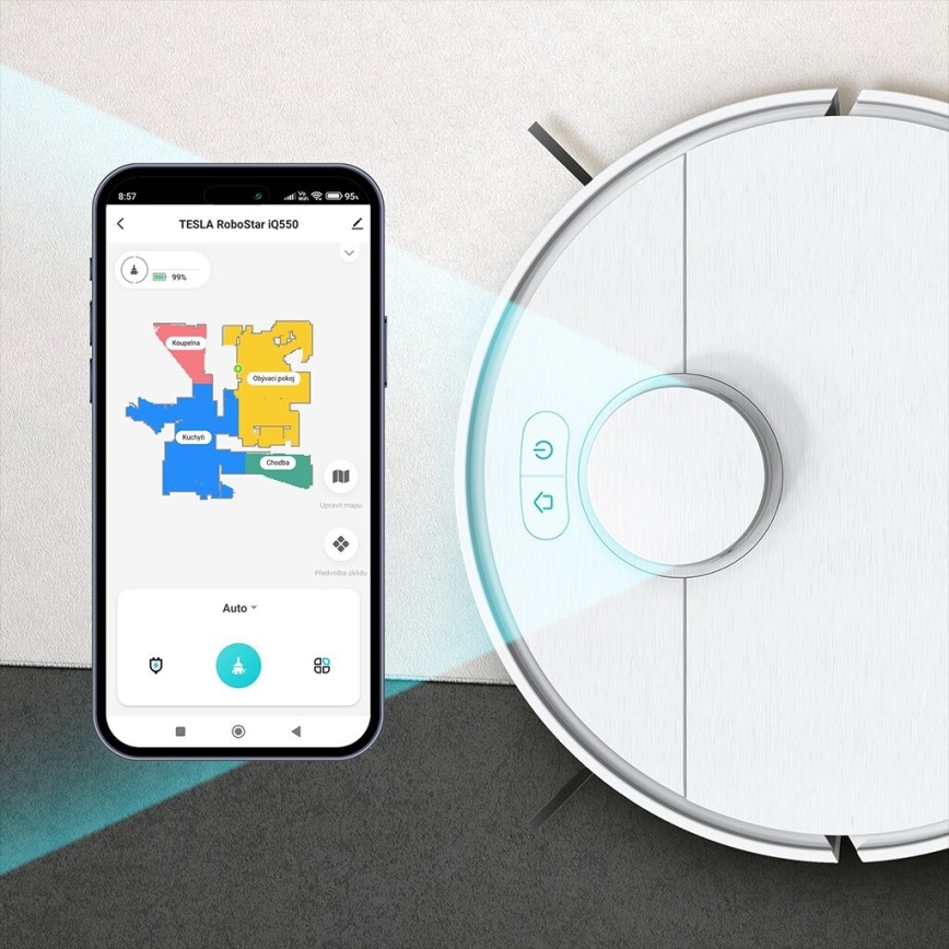 TESLA Electronics RoboStar - Robot aspirador inteligente 2en1 2550 mAh Wi-Fi blanco