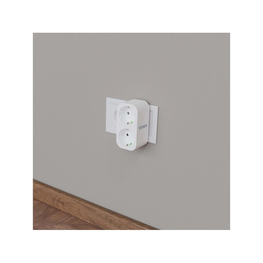 TESLA Smart - Regleta inteligente multicontactos 2x16A/230V Tipo F Wi-Fi Tuya