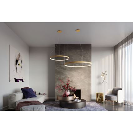 Thoro TH.217 - Lámpara LED colgante RIO LED/30W/230V CRI 95 4000K diá. 55 cm dorado