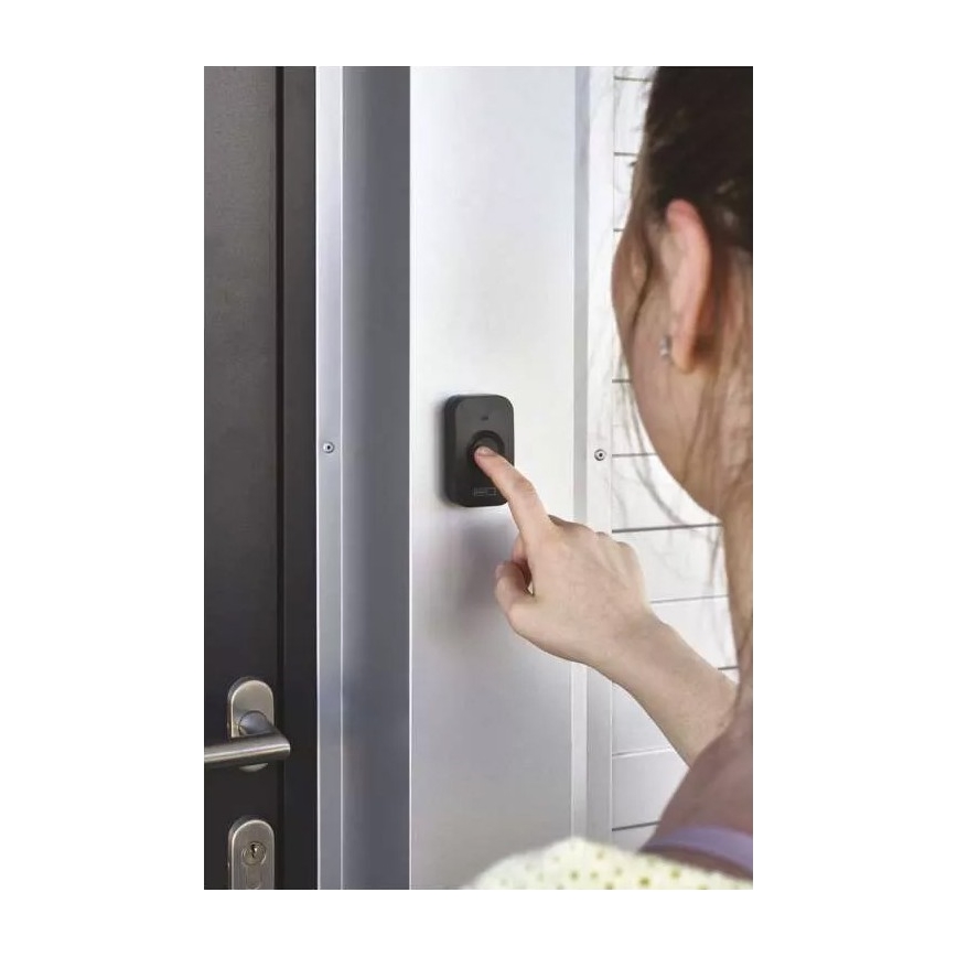 Timbre inalámbrico a pilas 3xAAA IP56 negro