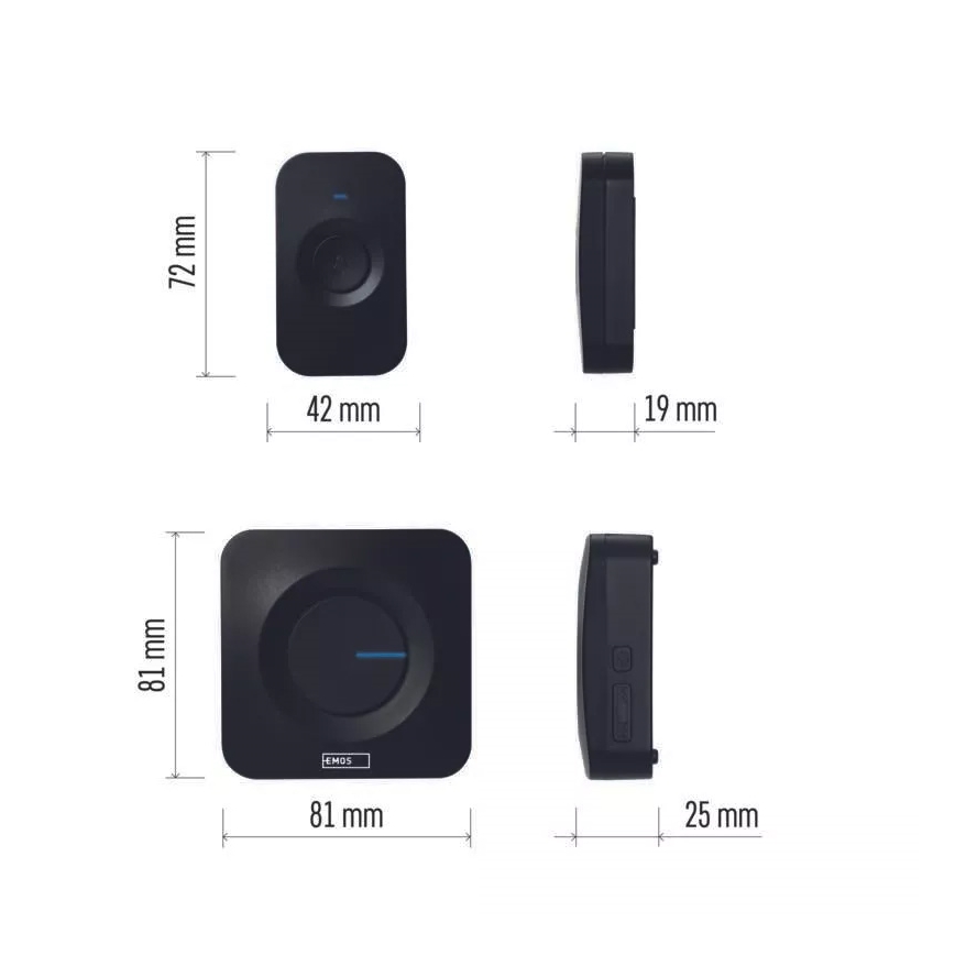 Timbre inalámbrico a pilas 3xAAA IP56 negro
