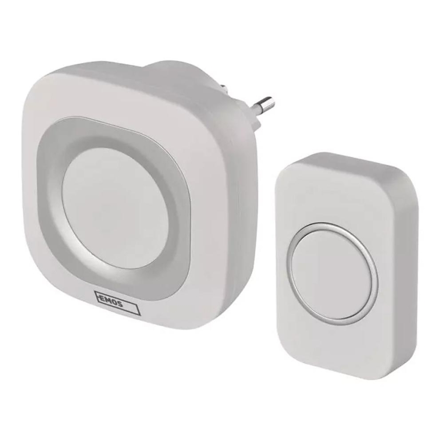 Timbre inalámbrico con enchufe integrado 230V + 1xCR2032 IP44 blanco