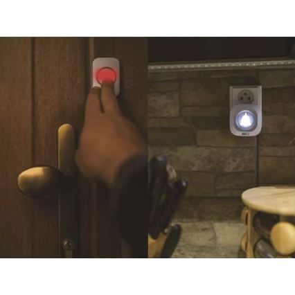 Timbre inalámbrico con enchufe integrado 230V + 1xCR2032 IP44 blanco