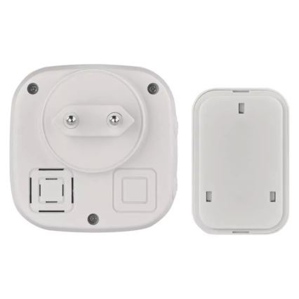 Timbre inalámbrico con enchufe integrado 230V + 1xCR2032 IP44 blanco