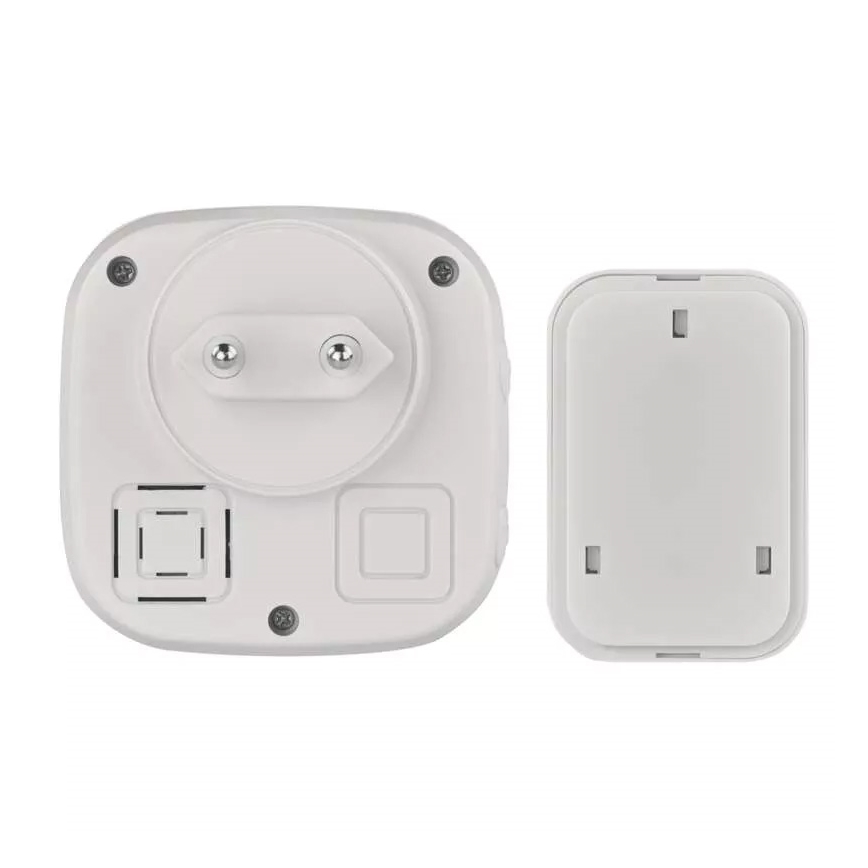 Timbre inalámbrico con enchufe integrado 230V + 1xCR2032 IP44 blanco