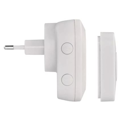 Timbre inalámbrico con enchufe integrado 230V + 1xCR2032 IP44 blanco