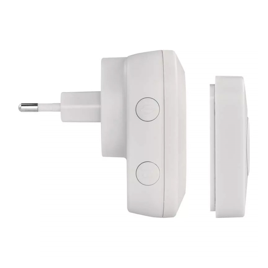 Timbre inalámbrico con enchufe integrado 230V + 1xCR2032 IP44 blanco