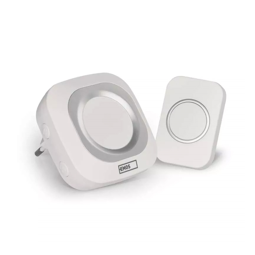Timbre inalámbrico con enchufe integrado 230V + 1xCR2032 IP44 blanco