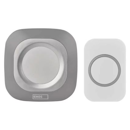 Timbre inalámbrico con enchufe integrado 230V + 1xCR2032 IP44 gris