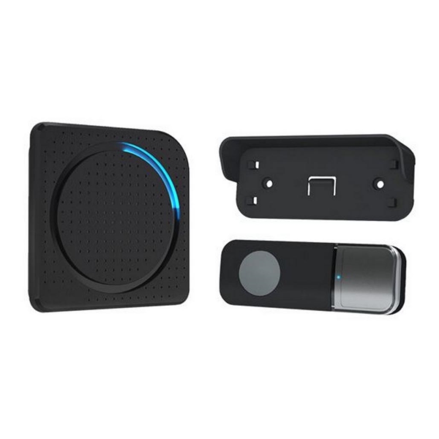 Timbre inalámbrico con enchufe integrado 230V IP56 negro
