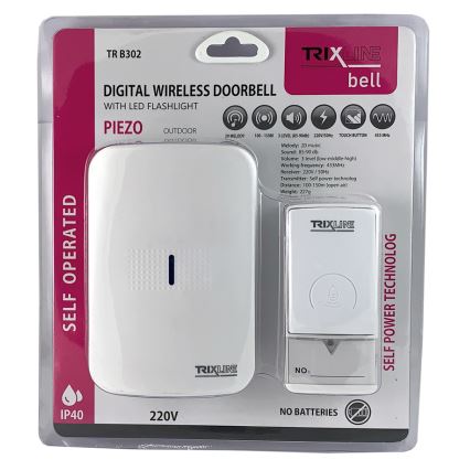 Timbre inalámbrico con enchufe integrado PIEZO BELL 230V + 1x23A IP40 blanco