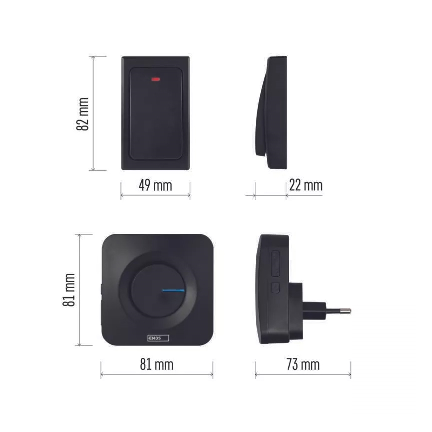 Timbre inalámbrico para enchufes 230V IP44 negro