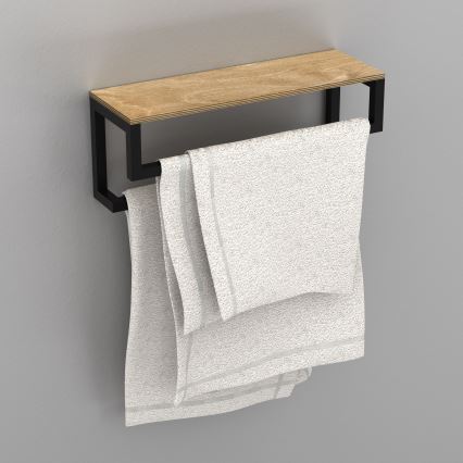 Toallero de pared con estante 14x40 cm negro