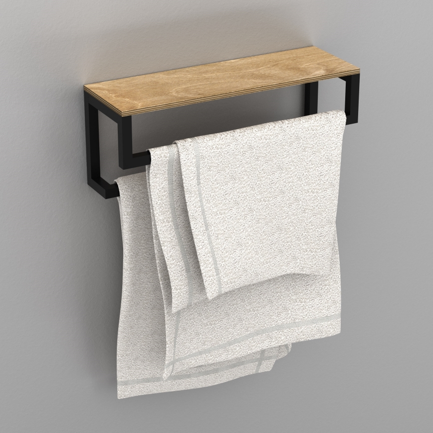 Toallero de pared con estante 14x40 cm negro