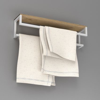 Toallero de pared con estante 14x60 cm blanco