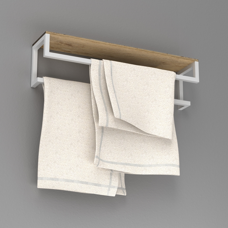 Toallero de pared con estante 14x60 cm blanco