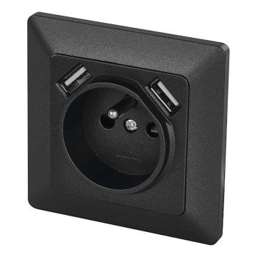 Toma de corriente doméstica con USB 250V/16A antracita