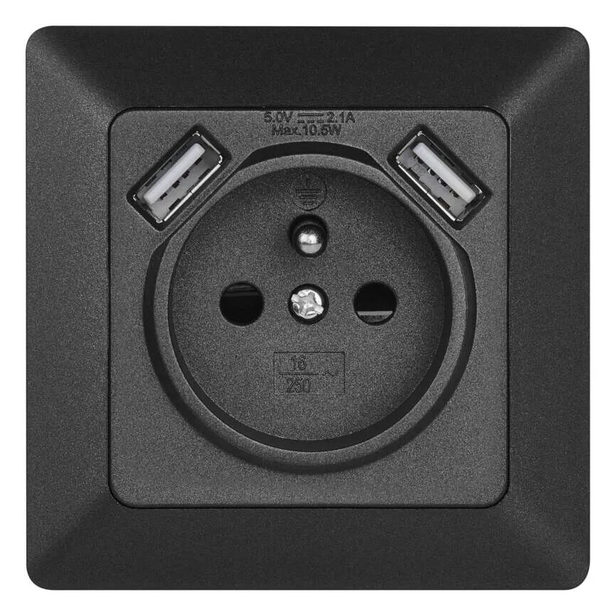 Toma de corriente doméstica con USB 250V/16A antracita