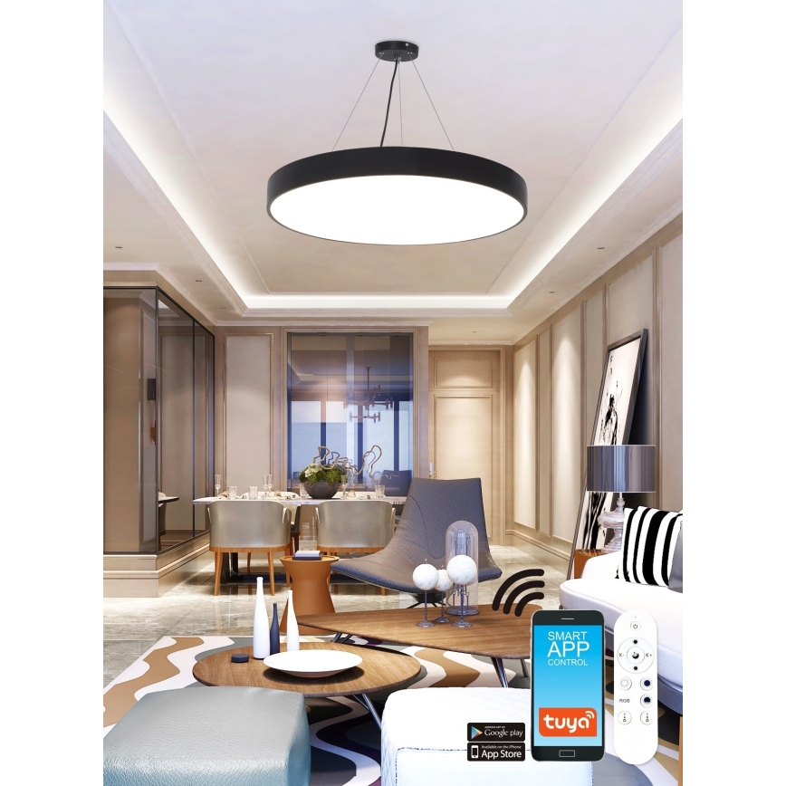 Top Light - LED RGB Lámpara colgante regulable METAL LED/60W/230V Wi-Fi Tuya negro + control remoto