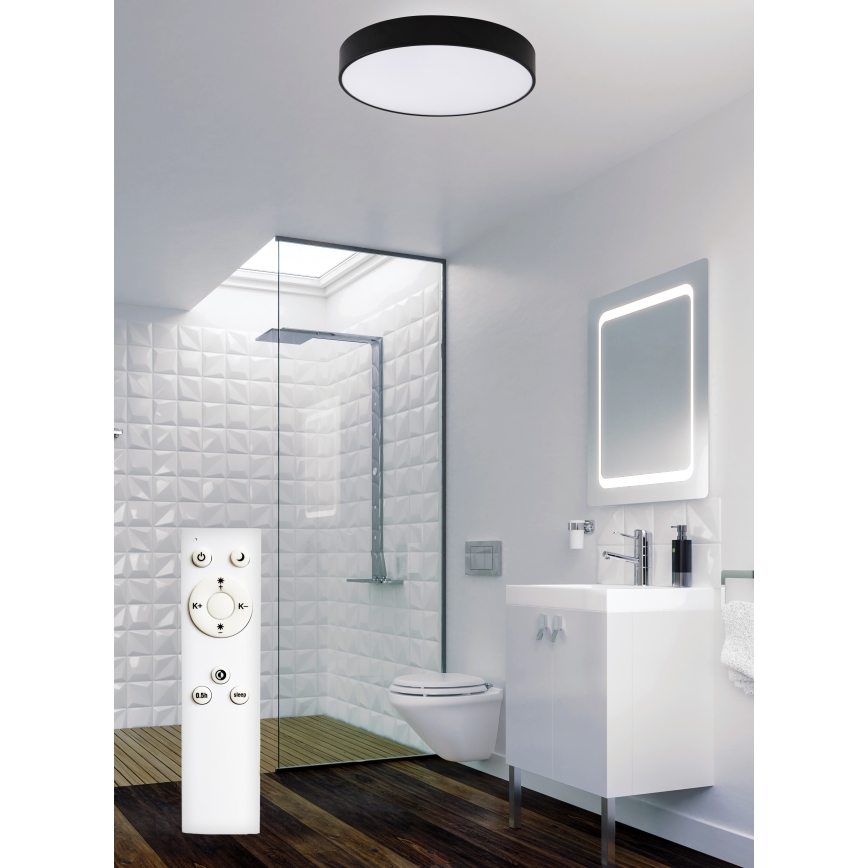 Top Light - Luz de techo LED regulable para baño PETAL LED/48W/230V IP44 3000-6500K diá. 48 cm negro + control remoto