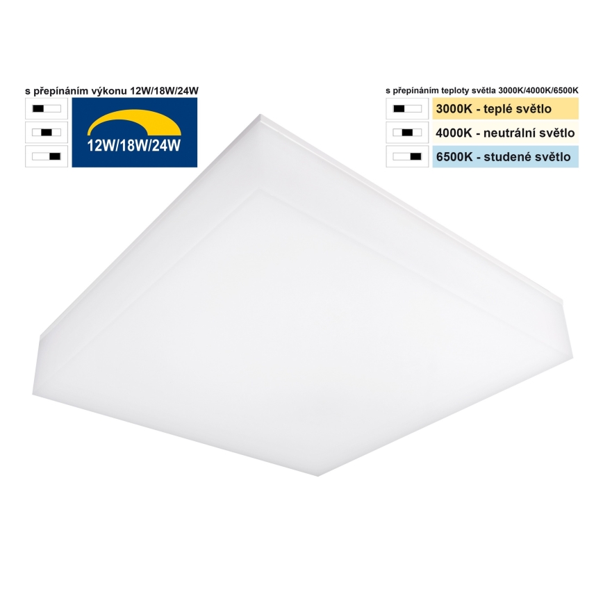 Top Light - Aplique de techo LED regulable BOXTER LED/12/18/24W/230V IP54 3000/4000/6500K 28x28 cm