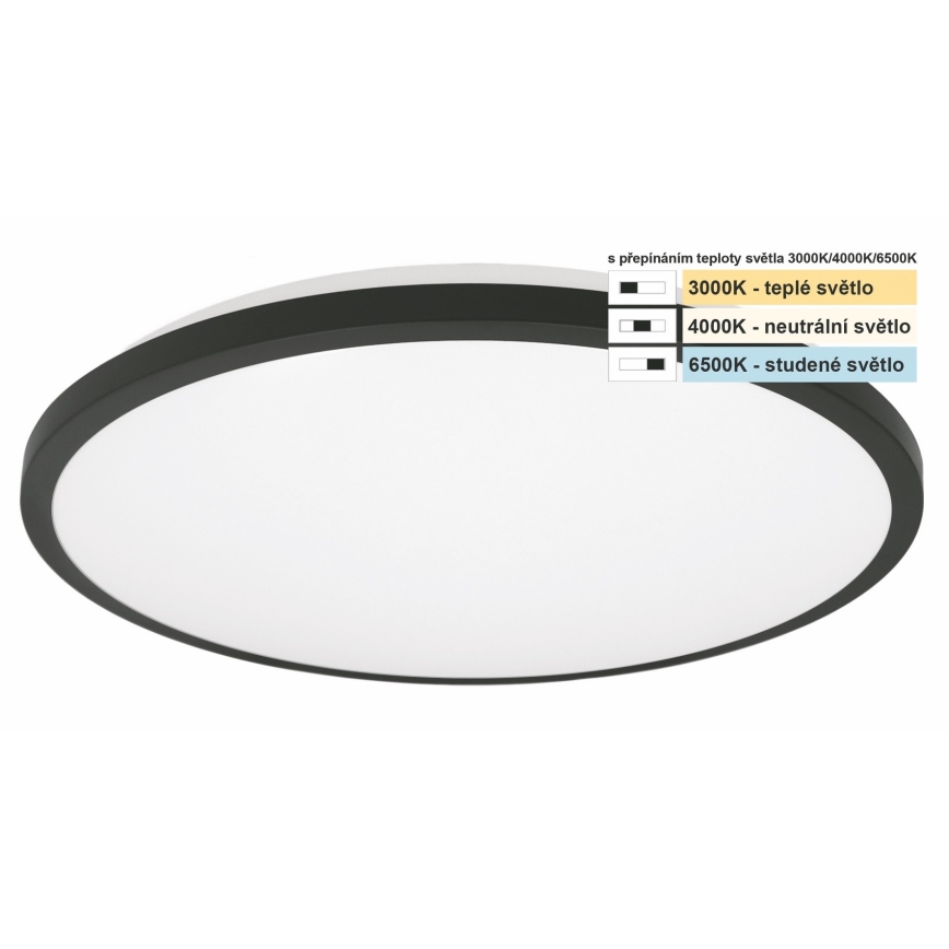 Top Light - Plafón LED de baño ONYX LED/10W/230V IP44 3000/4000/6500K diá. 29 cm negro
